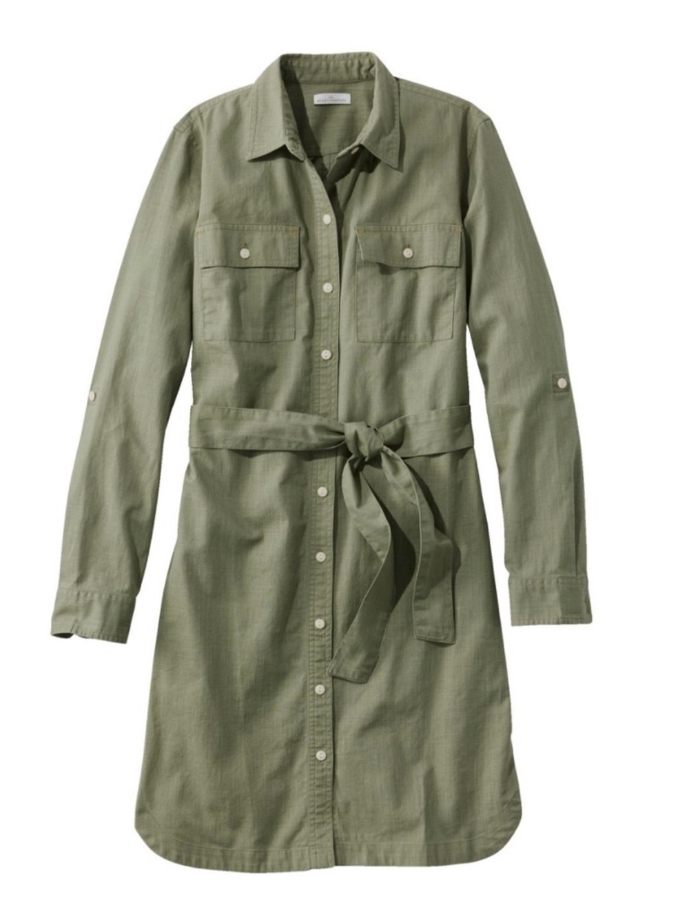 L.L. Bean Signature Camp Shirt Dress Olive Green Shirt Dress Womens Size Small
